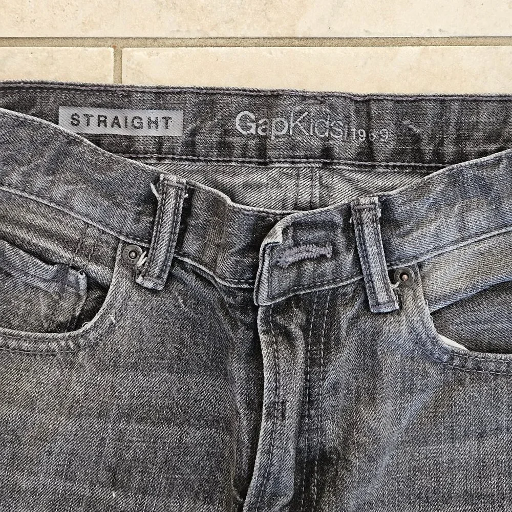 GAP Kids Boy's Straight Leg Jeans, Faded Black, Sz 14 Reg
